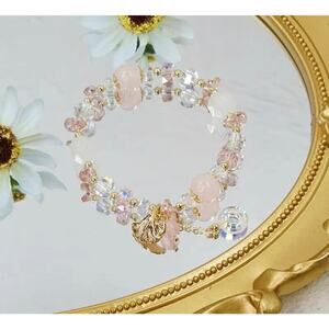 Pink Swarovski Beaded Bracelet